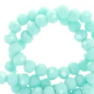 Top Glas Facett Glasschliffperlen 3x2mm rondellen Bleached aqua turquoise-pearl shine coating